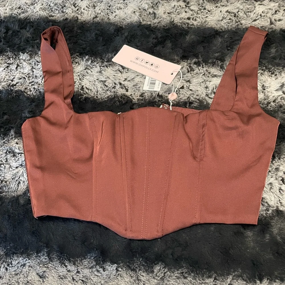 Oh Polly Brown Satin Corset - Picture 5 of 6